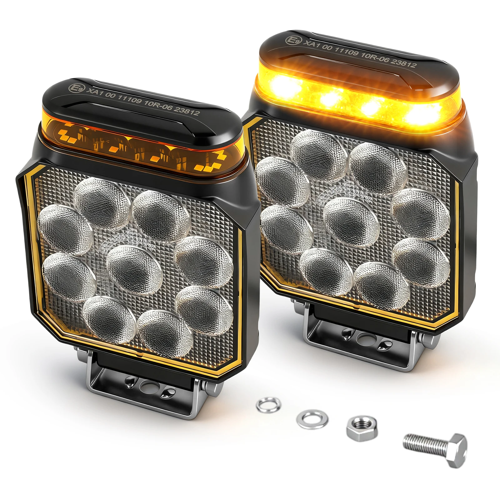 BraveWAY LED-Arbeitsleuchte Flutlicht 360 °   Warnlicht 6500K Weiß 3500K Bernsteinfarben LED-Stroboskoplampe für Offroad-LKW, Traktor, Bagger, Gabelstapler, 4WD-Offroad-Einsatz