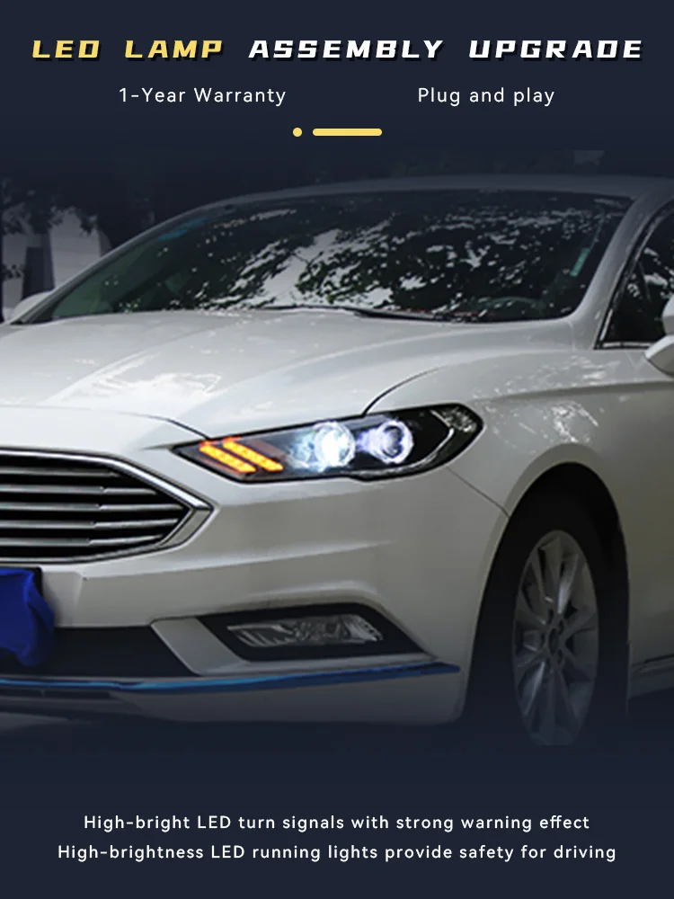 Car Lights For Ford Mondeo 2017 2018 2019 2020 2021 Headlight LED HID Projector Bifocal Lens DRL Signal Front Lamp Accessories