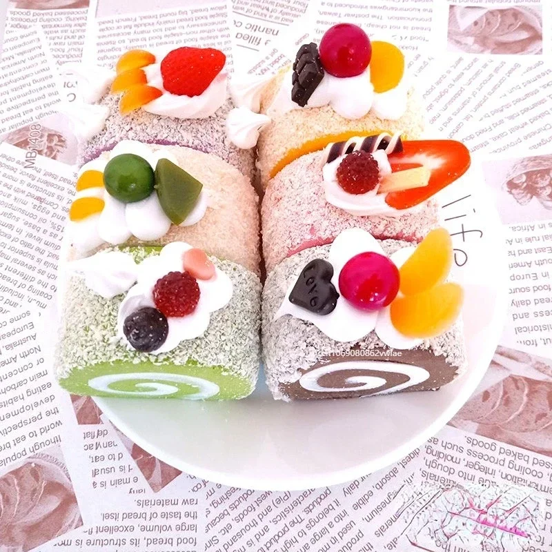 Simulation Cake Fake Fruit Bread Model Swiss Roll Shop Window Home Refrigerator Dec Food Photography Props Autumn Decoration