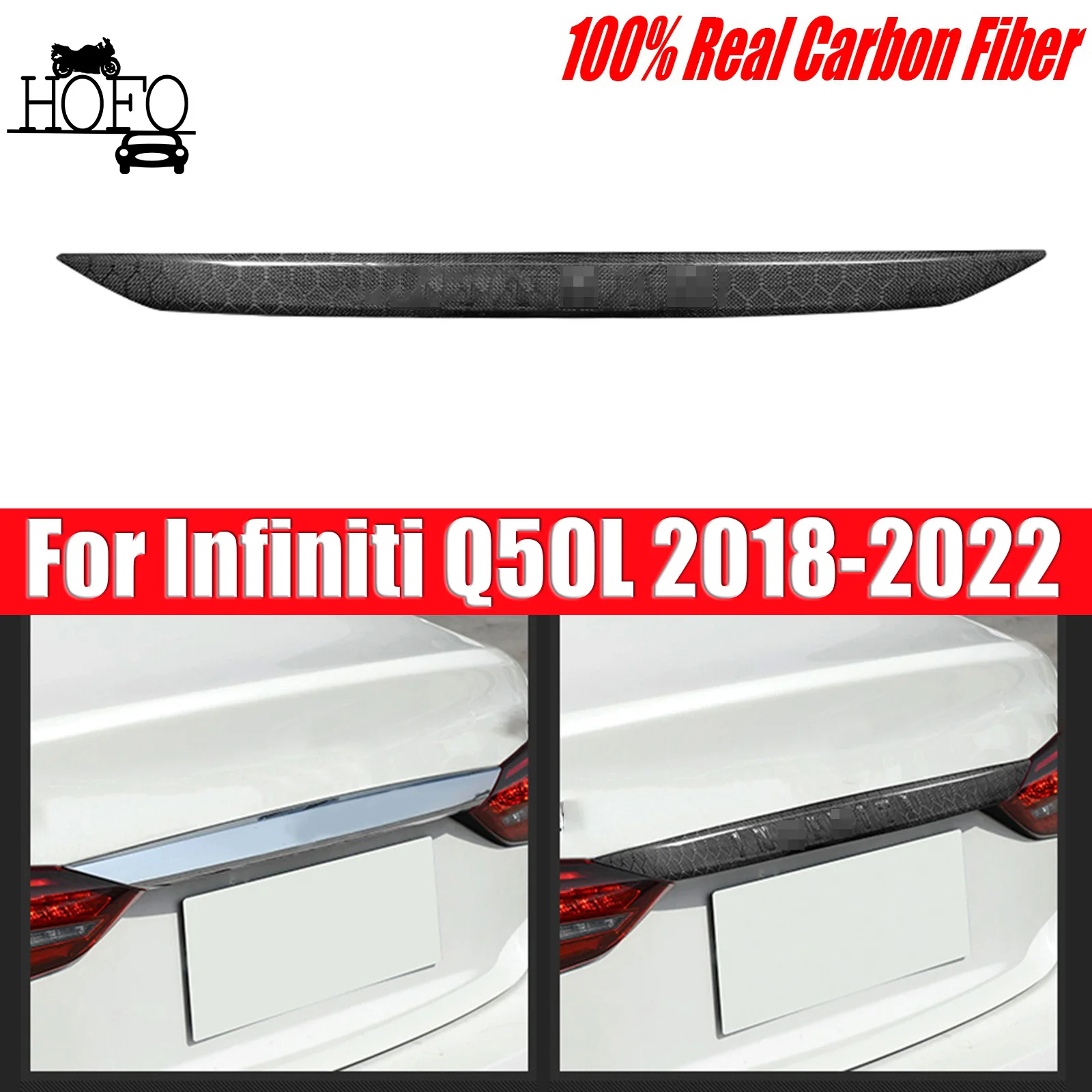 

For Infiniti Q50L 2018-2022 Rear Trunk Lid Trim Carbon Fiber