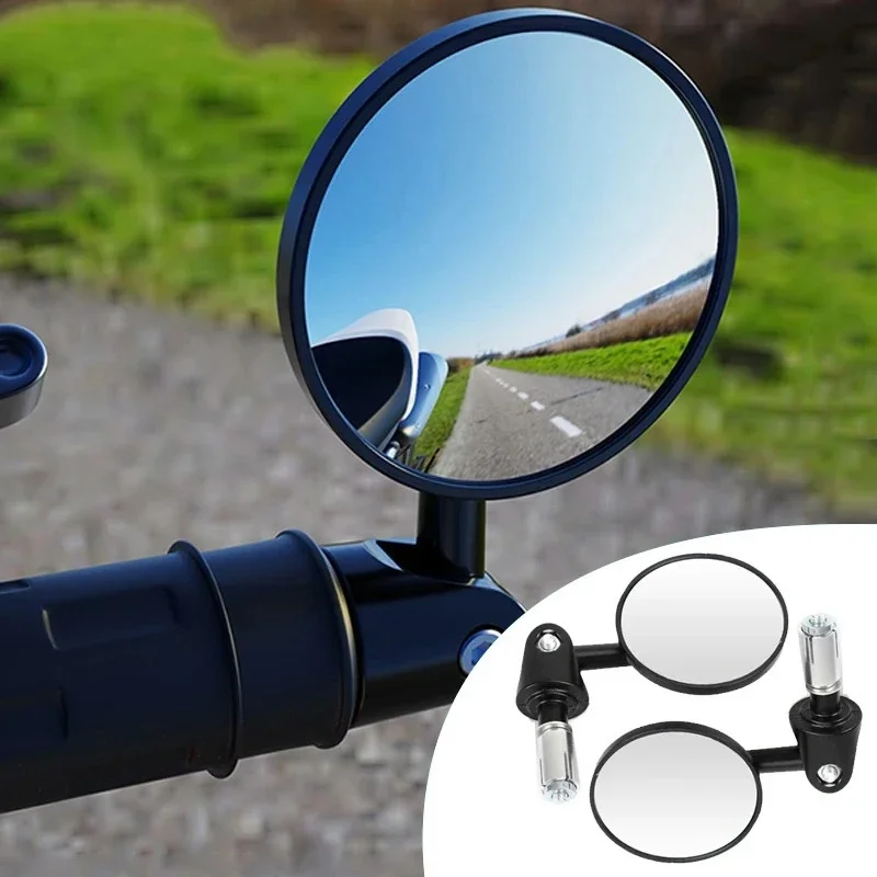 Universal Bicycle Motorcycle Rearview Mirror 360 Rotation Adjustable Round Ellipse Rear View Mirrors For Road Bike Accessories