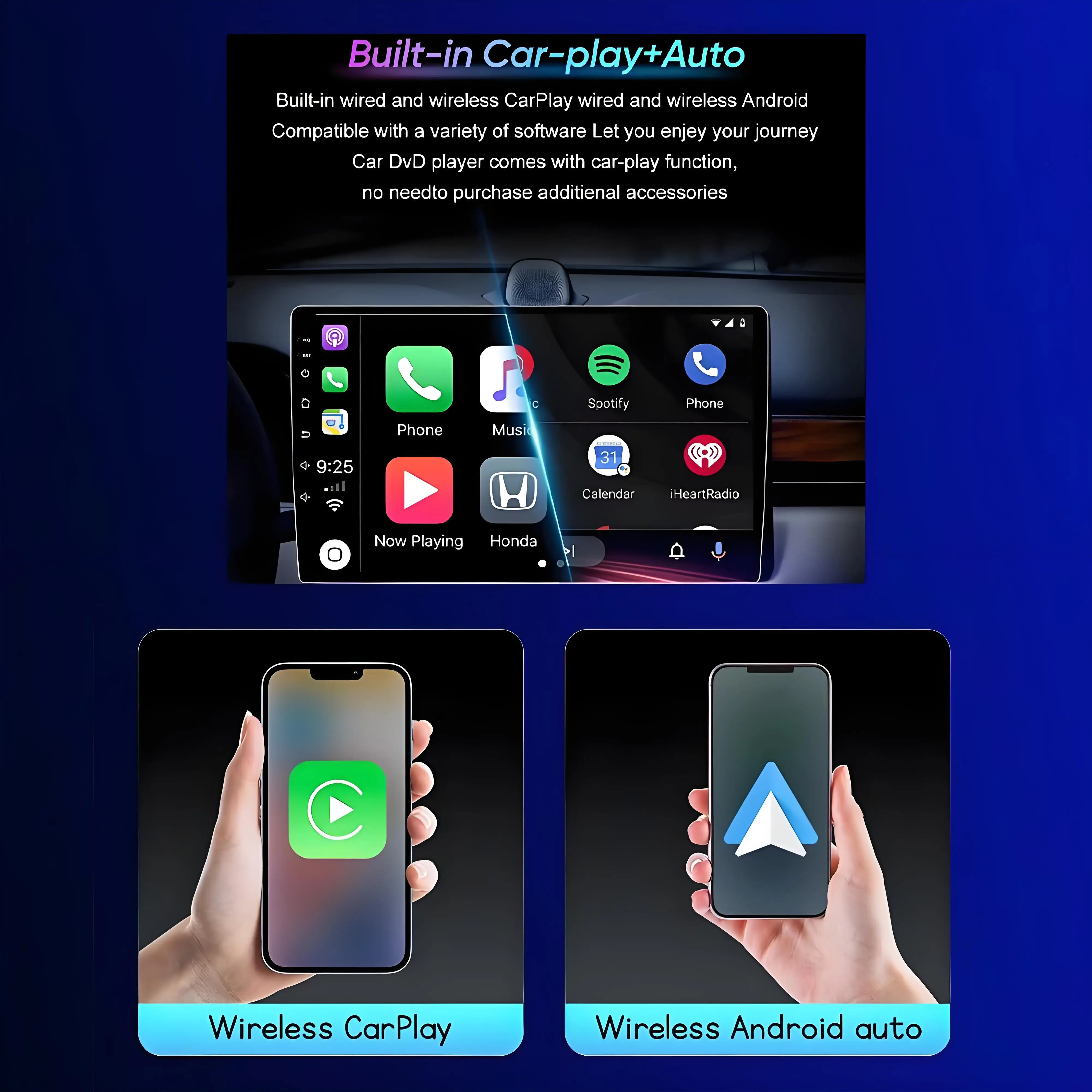 Android 15 Video Playe para HONDA FIT JAZZ 2008-2013 Radio de coche navegación Multimedia GPS inalámbrico Carplay unidad principal automática 2DIN 2