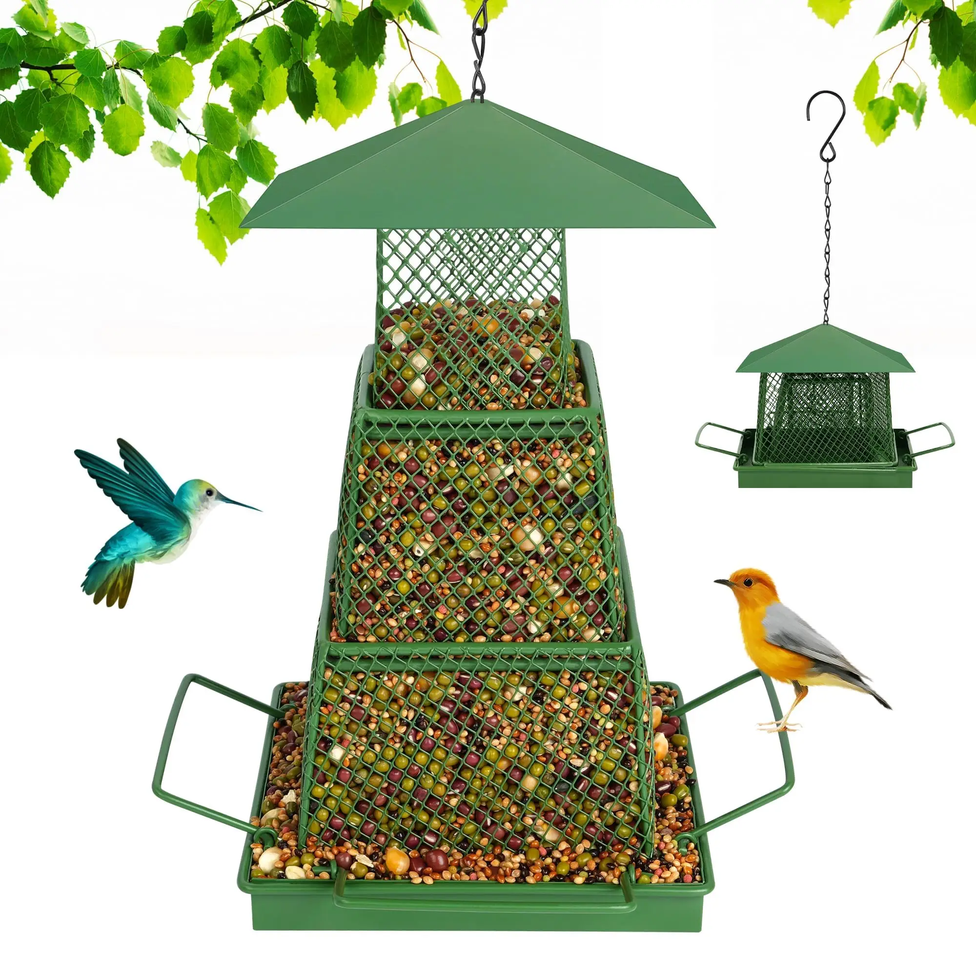 Bird Feeder for Outdoor, Squirrel Proof Metal Wild Bird Feeder Decoration for Hanging Outside Garden Yard 1