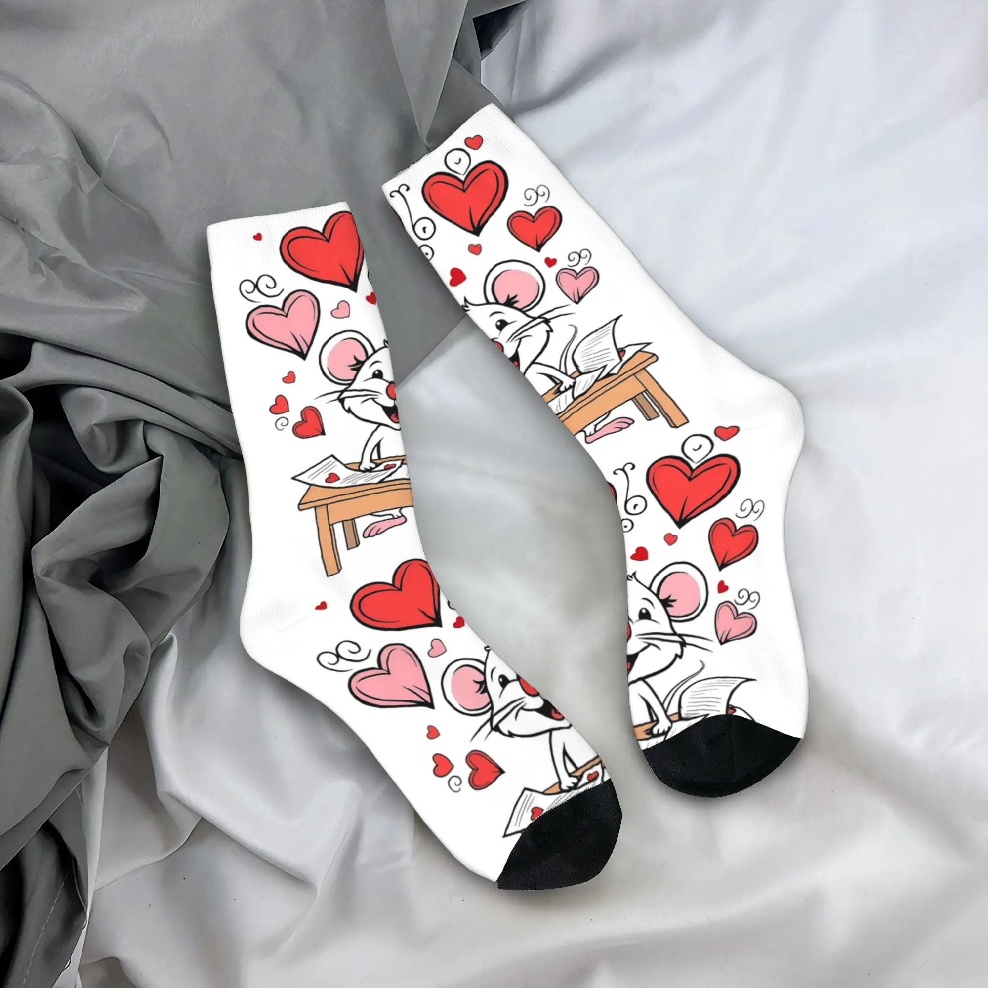 

Женские и мужские носки Diddl Mouse Love Letters and Hearts Чулки Зимние готические мягкие носки Нескользящие носки для скейтборда на заказ