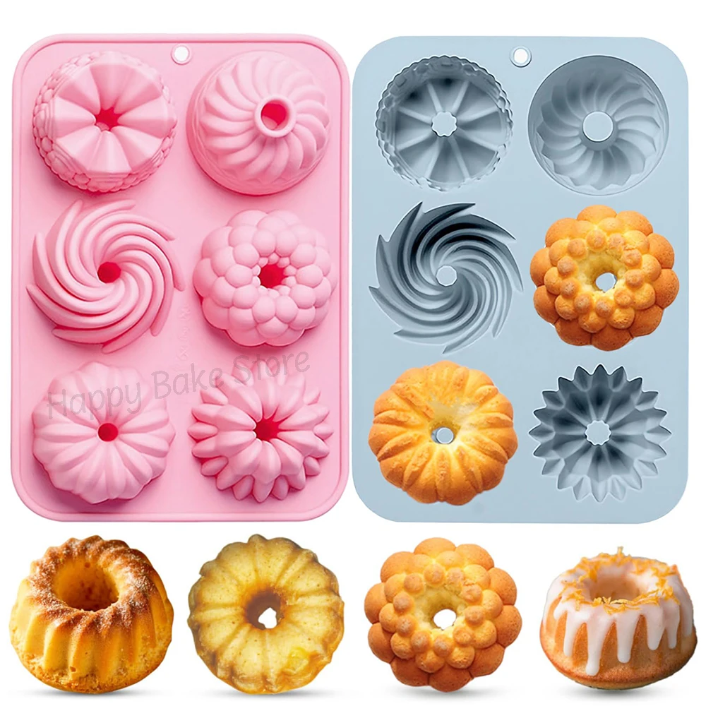 Mini sartén redonda de silicona para pasteles, 6 cavidades, Donut, Chocolate, postre, galleta, Jello, helado, molde DIY, pastelería, hornear, Gadget de cocina