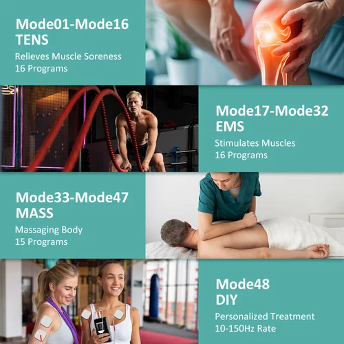 Imagen 2 del producto Dispositivo de terapia de masaje EMS, fisioterapia meridiana, unidad eléctrica Tens, Estimulador muscular TENS, masajeador corporal de pulso de baja frecuencia