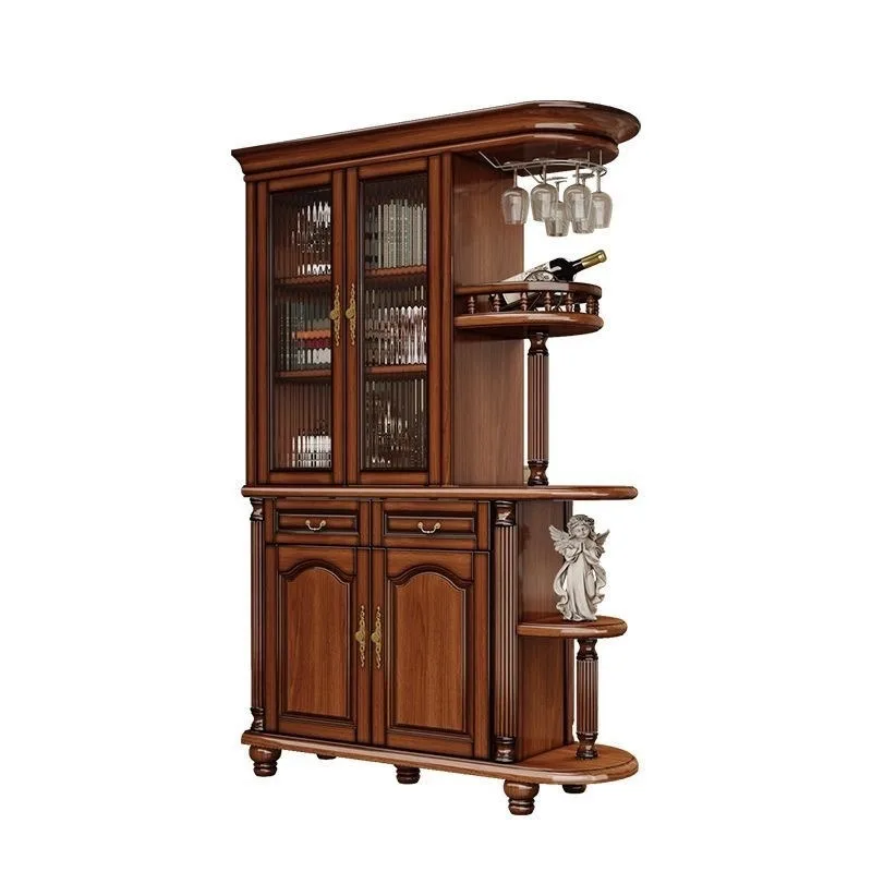 American-style solid wood living room cabinet, vintage wine cabinet storage, foyer double-sided entryway cabinet, living room
