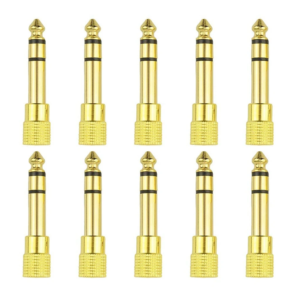 1 Uds conector de cabeza de auricular enchufe 6,35mm macho a 3,5mm hembra conector de Audio para auriculares estéreo de cobre chapado en oro convertir