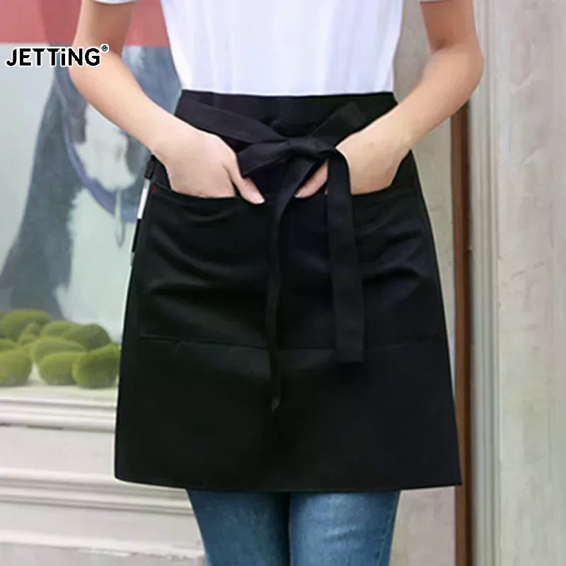 Universal Unisex Half Bust Bib Apron Restaurant Kitchen Coffee Tea Shop Waitress Chef Uniforms Waist Short Apron With Pockets