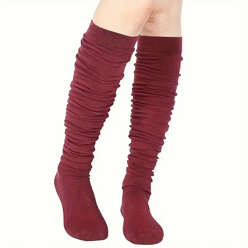 1/3 Paar Damen-Kniestrümpfe, einfarbig, langes Bein, geeignet als Geschenk, Freundinnen, geeignet für alle Jahreszeiten, universelle Stiefelsocken – Detail 7