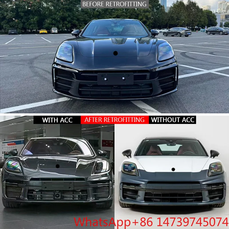 2024-2025 976 Turbo Style Front Bumper With Daytime Running Light Fog Light Cut-Out Upgrade PartsOld To New Facelift Body Kit