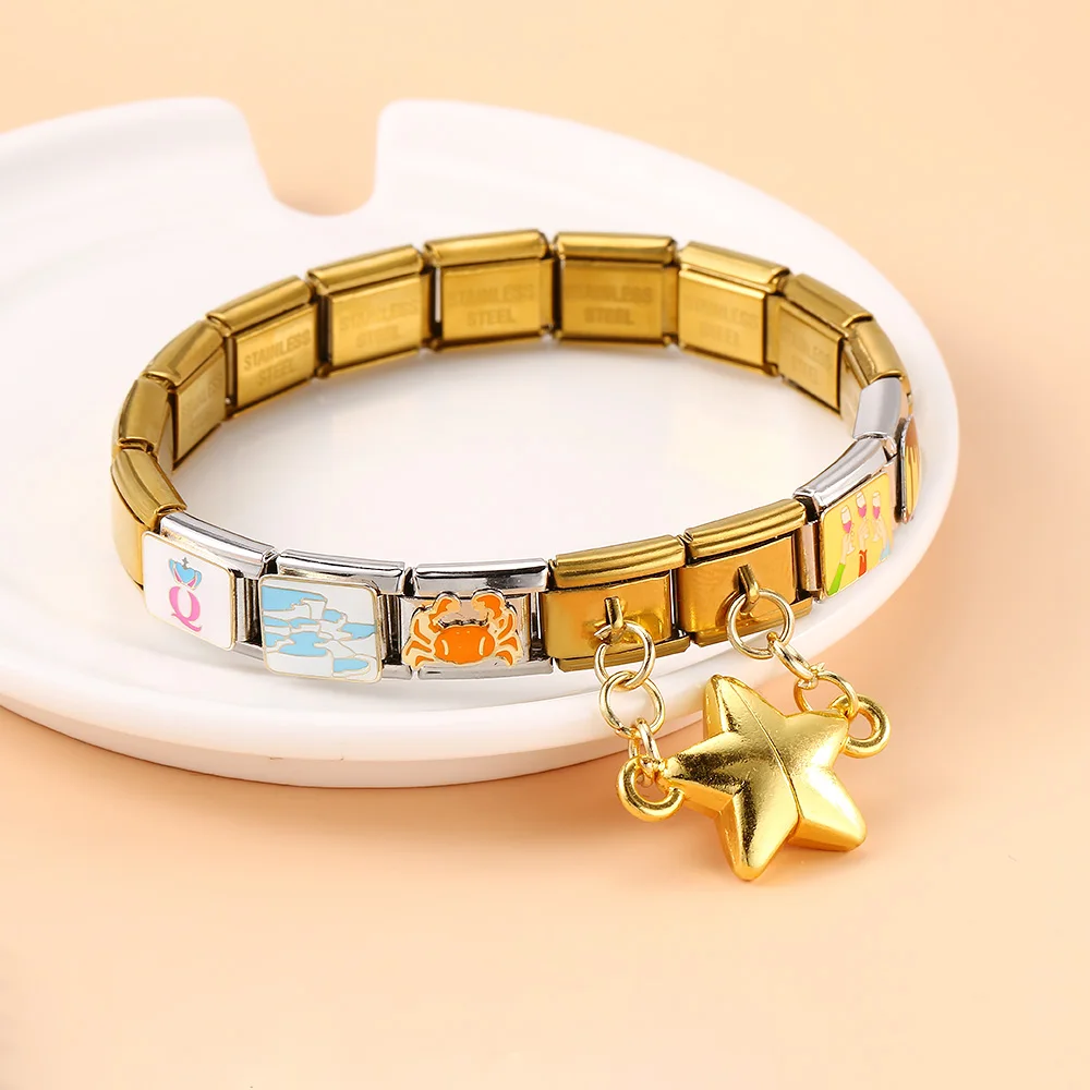 Design Magnetische Anziehung Abnehmbarer Stern Italienischer Charm Link Fit 9mm Edelstahl Armband Mode DIY Herstellung Perlen Schmuck – Detail 6