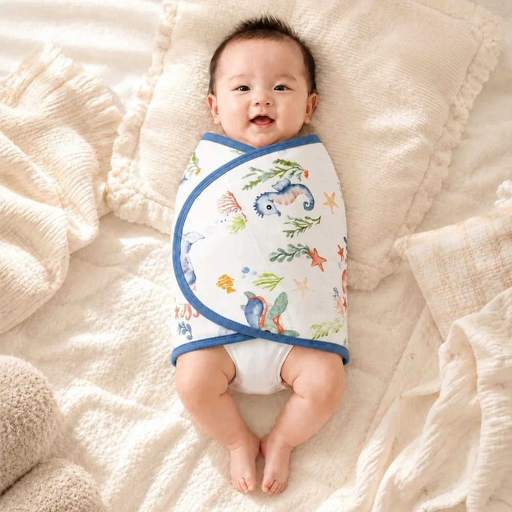 Comfortable Anti-startle Baby Sleeping Bag Single Layer Cartoon Newborn Sleep Bag Wrap Cotton Baby Swaddle Blanket