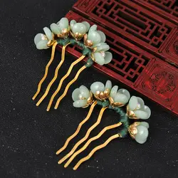 Estilo chinês Hanfu Headwear, garfo de cabelo, flores Hair Stick, U Shaped Hairpin, Cheongsam Acessórios