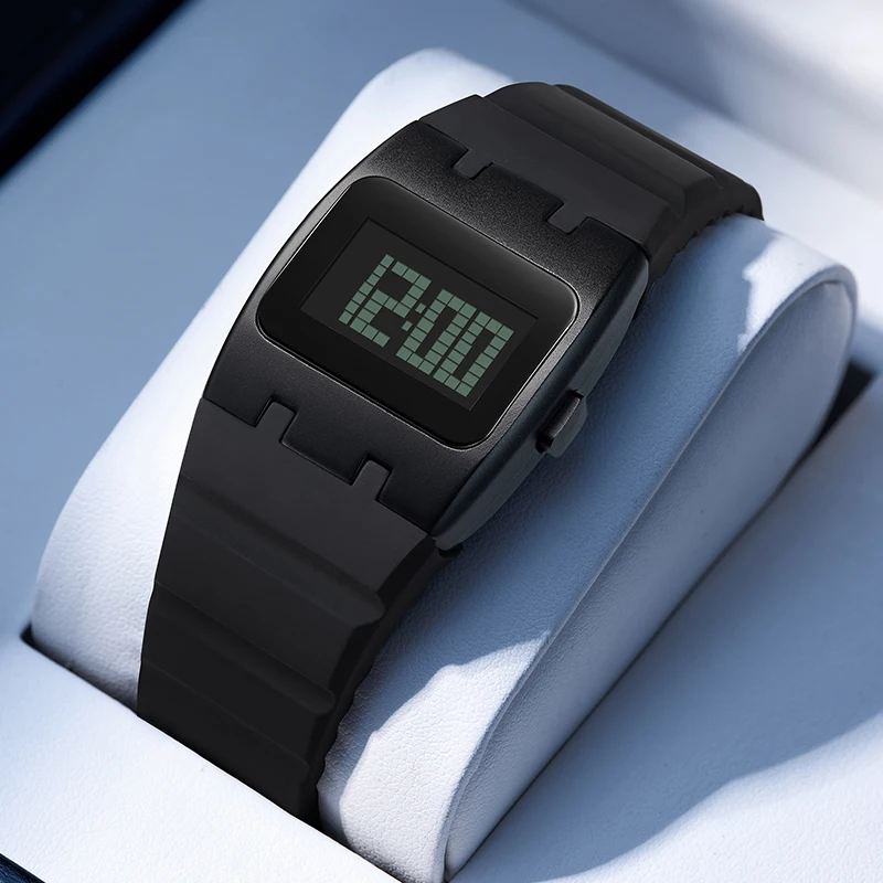 Trendy Waterproof Multifunctional Electronic Watch, Fashionable Sports Silicone Tape Electronic Watch