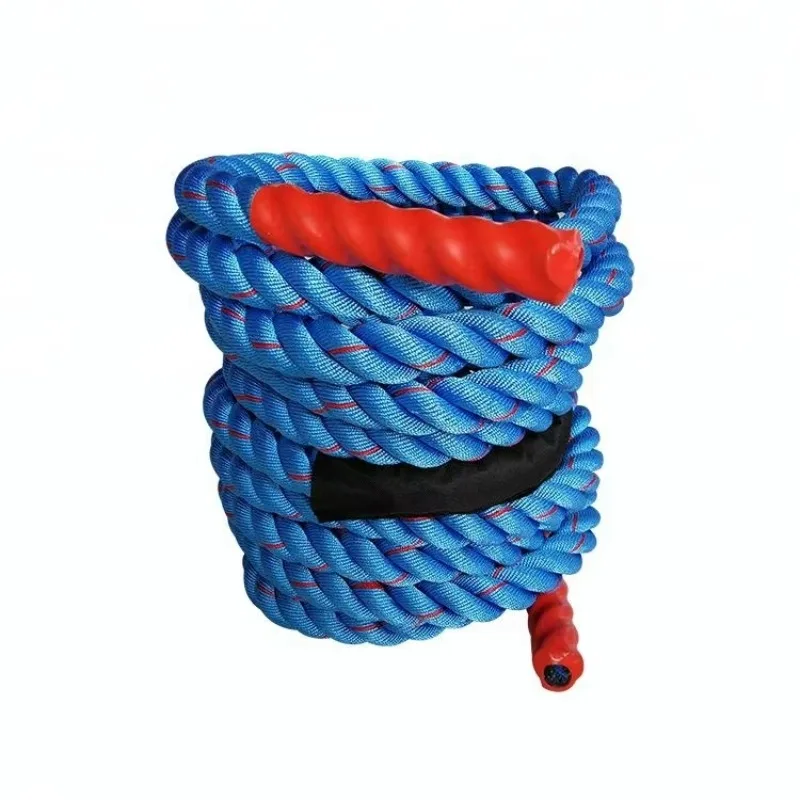 

1.5In*50Ft Poly Dacron Battle Rope Blue with Colorful Line Custom Logo Training Rope