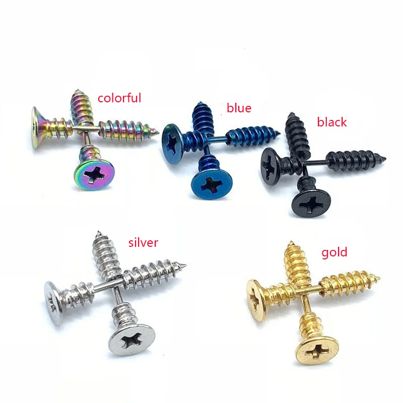 Gothic Unisex Punk Rock Stainless Steel Nail Earrings for Men Momen Stud Earrings Novelty Party Jewelry