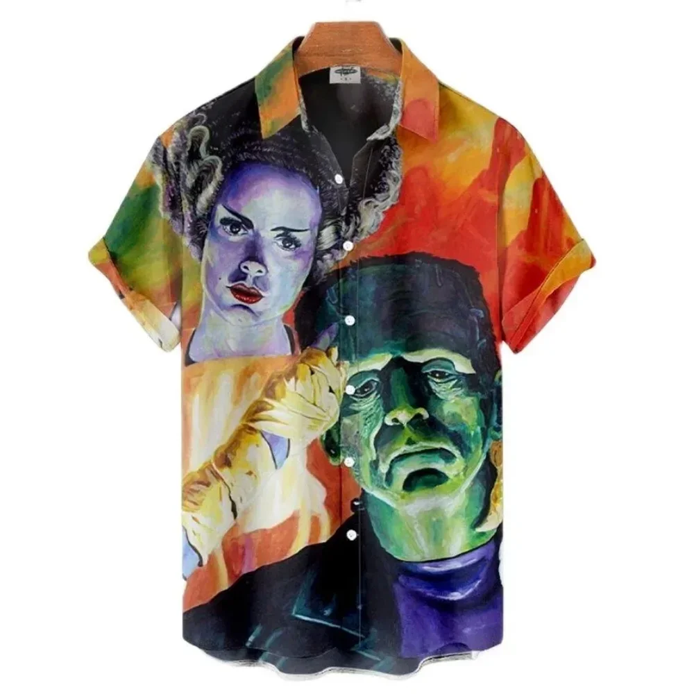 2022 Movie Character Horror Vintage Shirt For Men 3d Printed Men's Shirts Men's Summer Streetwear Top Retro Men's Hawaiian Shirt