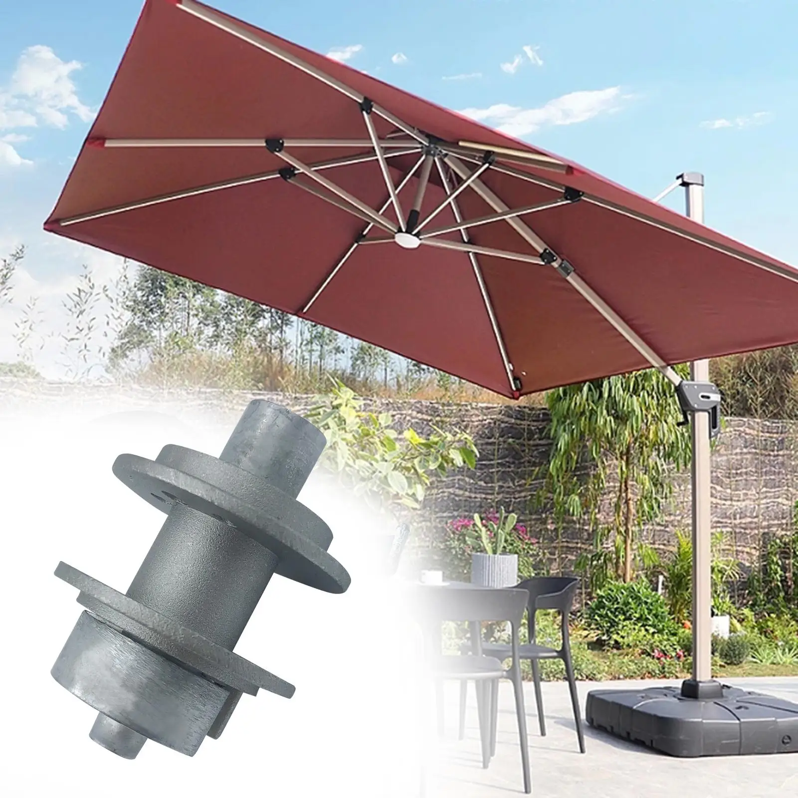 Patio Umbrella Accessories Stainless Heavy Duty Parasol Parts Outdoor Umbrella Clamp Mount for Beach Courtyard Patio Picnic Gray