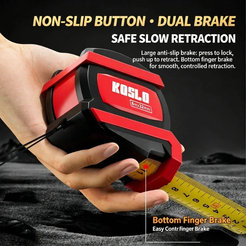 Heavy Duty 5m/8m Measuring Tape 32mm Wide Blade Class Precision Double Sided Scale Strong Magnetic Hook Shockproof Hand Tool