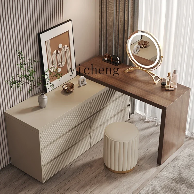 Dresser Bedroom Simple Modern Chest Integrated Makeup Table Small Apartment Corner Master Bedroom Solid Wood Desk
