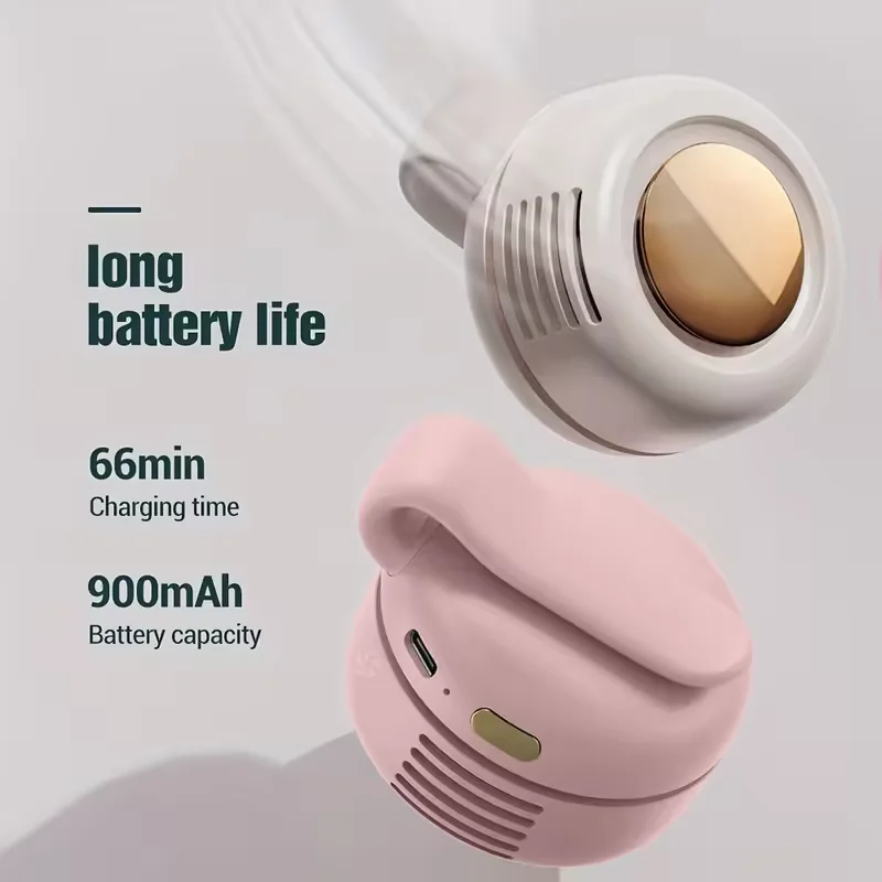 Portable Silent Mini Bladeless Electric Fan Adjustable 3-Speed Suspended Waist Fan Rotating Body Fan Suitable for Outdoor Work