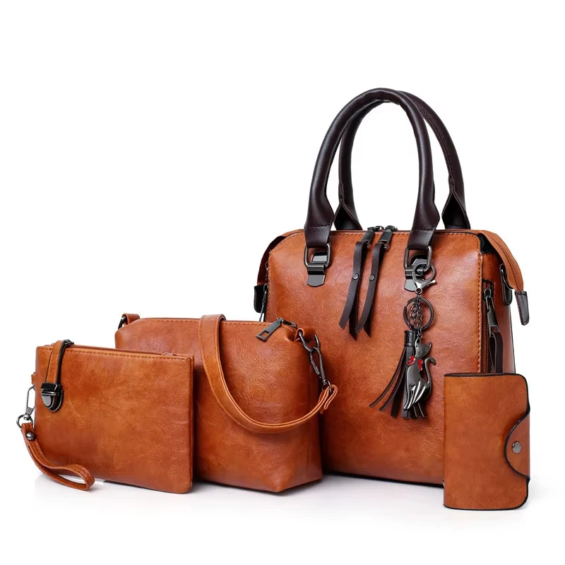 Female Composite Shoulder Bags 4 Pieces/set Luxury Handbags Women Vintage PU Leather Bags Tassel Designer Messenger Bags