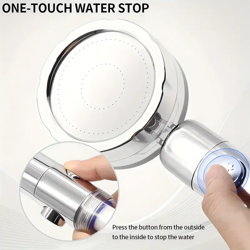 High-Pressure Shower Heads, Handheld Turbo Fan Shower, Hydro Jet Shower Head Kit With 1 Filters And Pause Switch, Water Softener