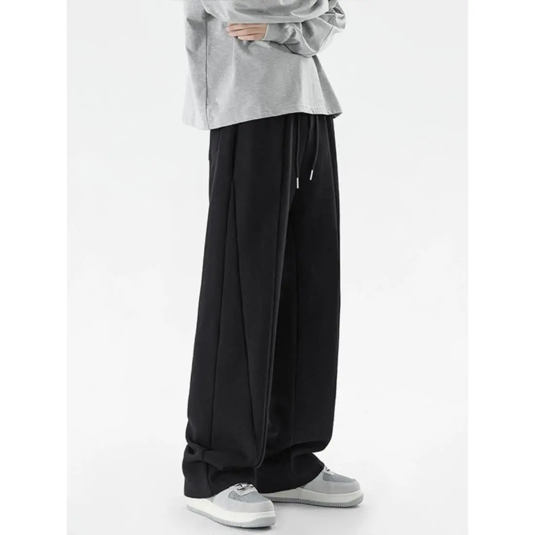 Gray Men's Autumn American High Street Heavy Sports Trendy Brand Straight Casual Wide-leg Trousers