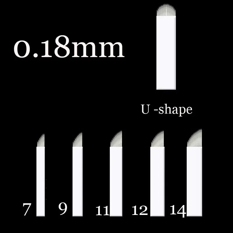 

0,18 мм 7 9 11 12 14 U-образные гибкие тату-иглы для перманентного макияжа бровей лезвие для 3D микроблейдинга Ламина лезвие для иглы Tebori