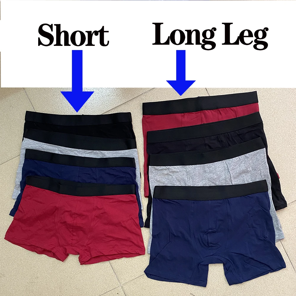 Long Cotton Men's Boxer Shorts Briefs Boxers Man Sport Underwear Loose Underpants Men Sexy Lingerie Plus Size Breathable Panties