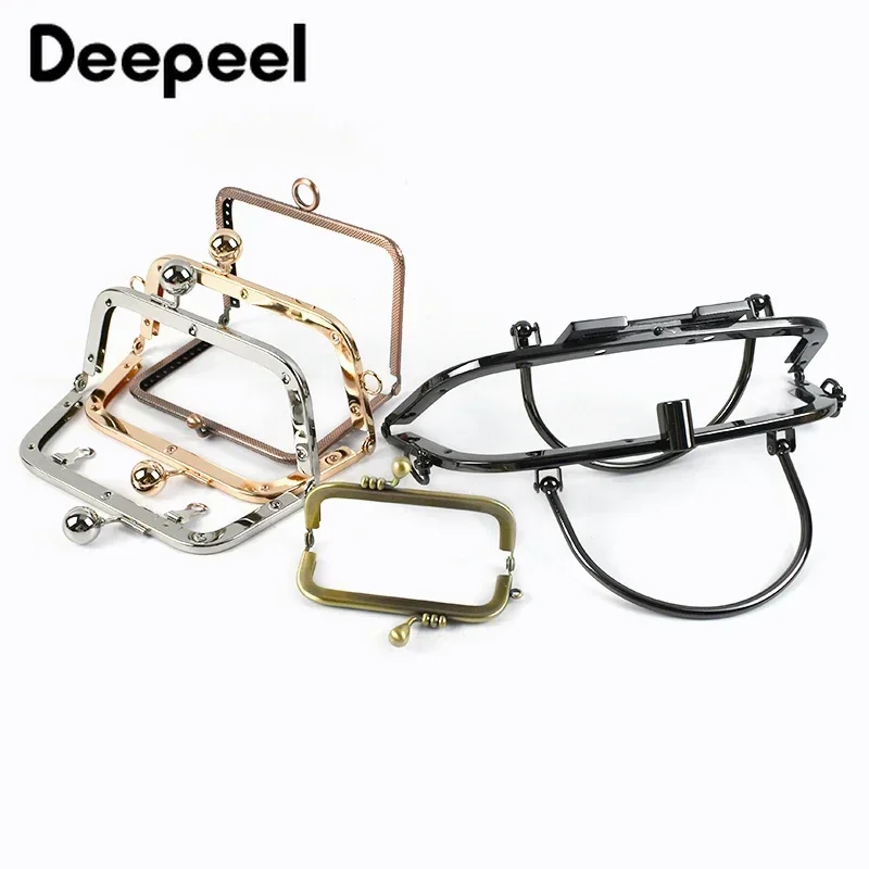 2Pcs Metal Bag Handles Purse Frame Handbag Sewing Brackets DIY Kiss Clasp Handle for Bags Hardware Wallet Frames Accessories