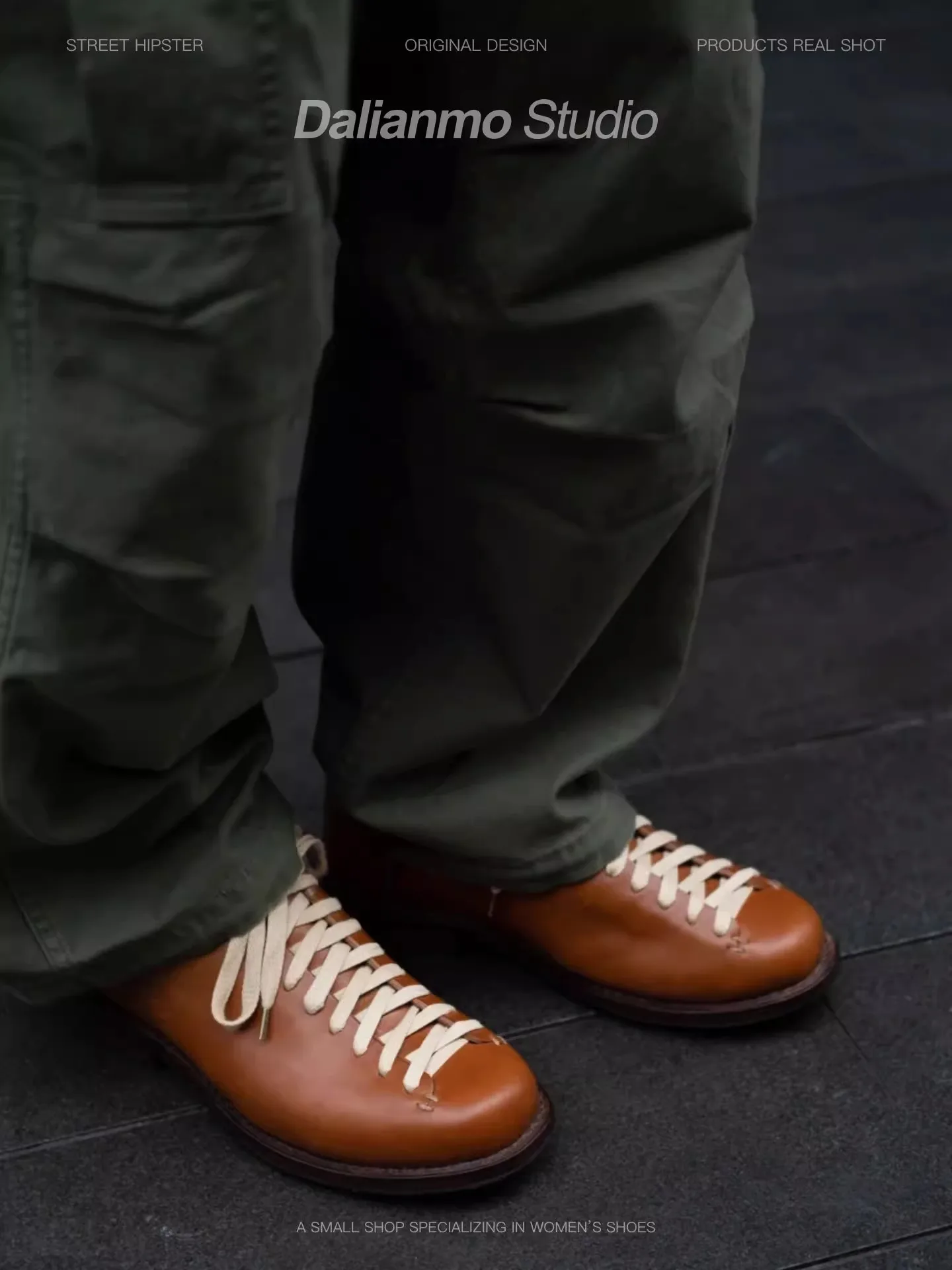 

Brown Yellow Leather Low Top Bowling Shoes Men's Lace Up Casual Derby Shoes Short Face Retro Workwear Fashion Trendy