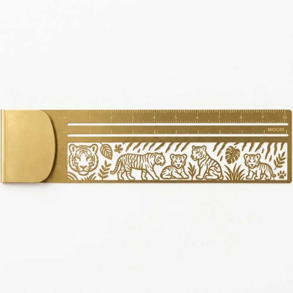 Hollow Template Shapes Bookmark Ruler Polished Metal Smooth Rounded Edges Multifunctional Bookmark Sleek Golden Finish