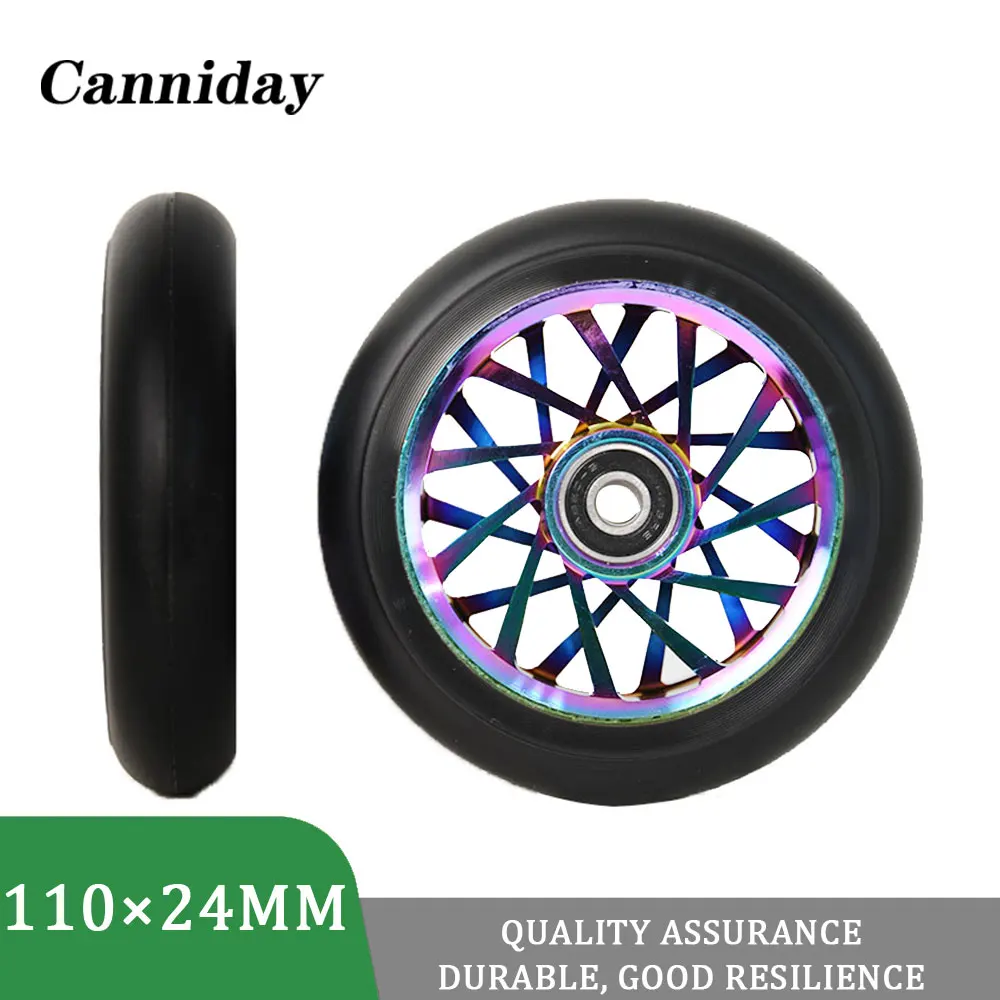 

High-Performance Stunt Scooter Wheels - Premium PU Ultra Elastic Wear-Resistant Aluminum Alloy Core ABEC-9 Bearings - 100mm/2Pcs