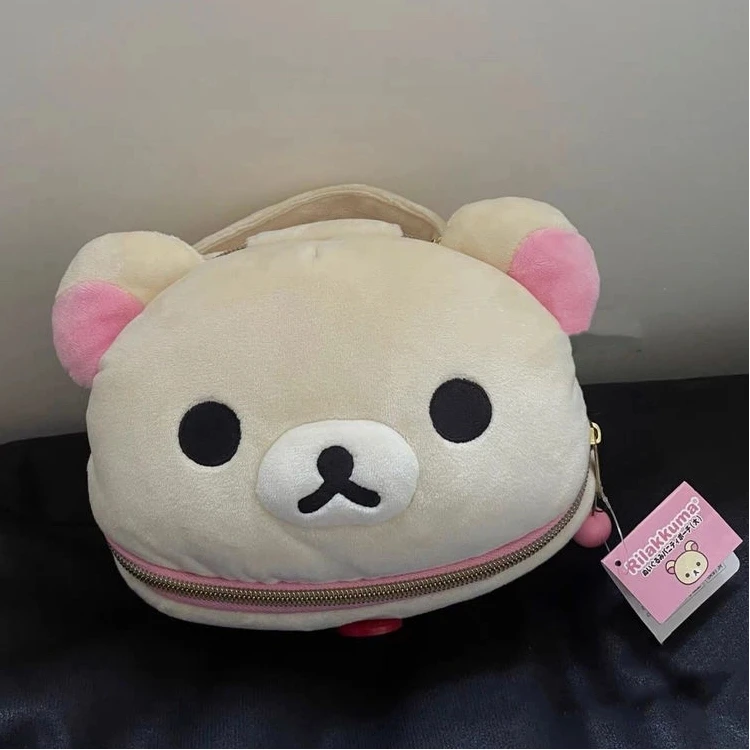 

Японский медведь San-X Rilakkuma, овальная 3d косметичка, милый плюшевый медведь, большая вместительная сумка для хранения, портативные туалетные принадлежности для девочек, подарок