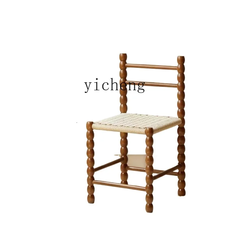 

TQH ancient wood rattan woven wear shoe change stool very narrow long strip low stool children comb makeup stool at the entrance