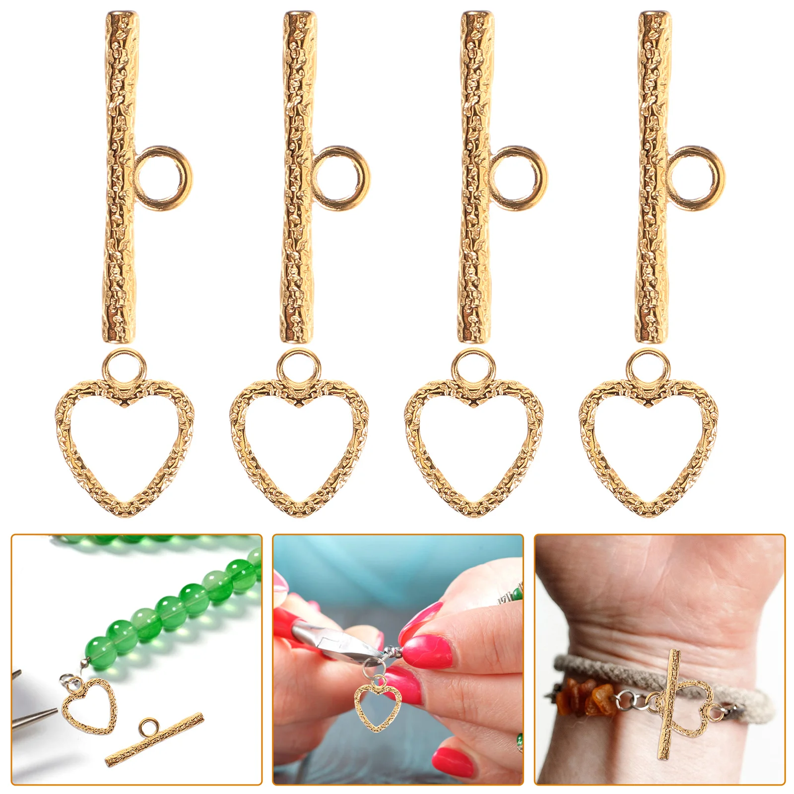 2 conjuntos de fechos de alternância de aço inoxidável dourado para fazer joias, conectores de colar de pulseira resistentes ao desbotamento