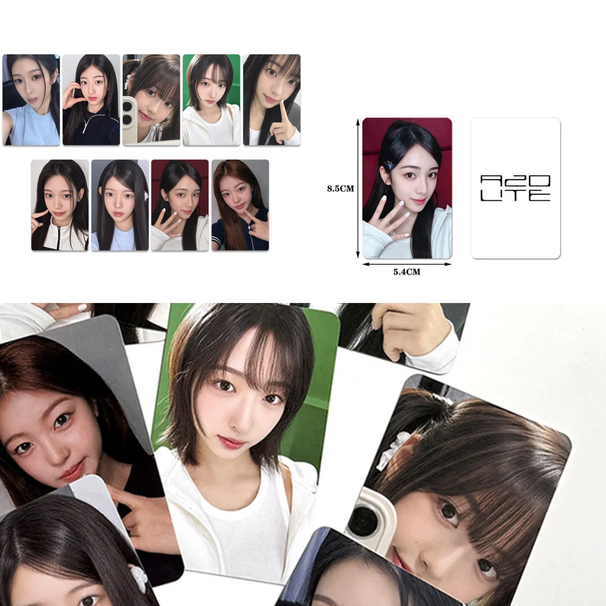 A2O LITE Member Character Prop Two Sides Postcards OA AYUNE MERCI XILI VORA AIJING Debut Glossy Photocard Selfie Card Fans Gift
