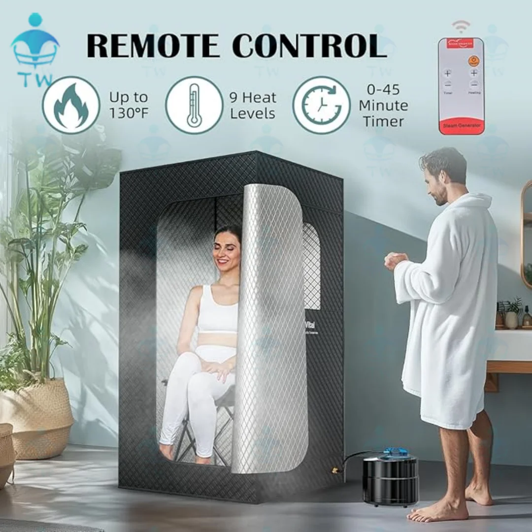 Scatola per Sauna portatile per Spa domestica per tutto il corpo, tenda per Sauna a vapore XL Sauna personale con vapore 4L, telecomando, sedia