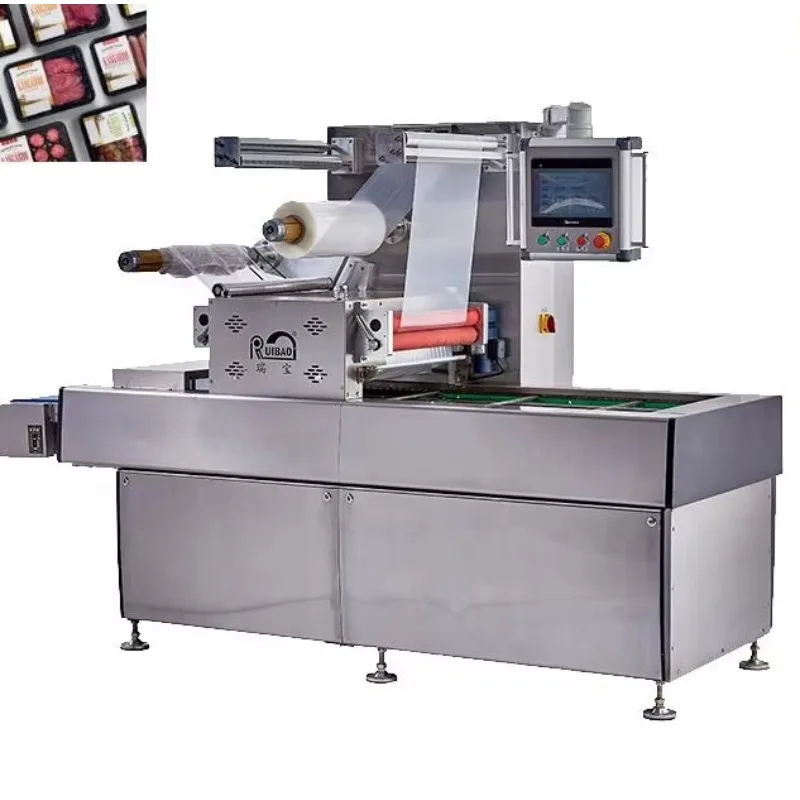 Automatic MAP Tray Sealer, air Flush Food Skin Vacuum Tray Sealer Packing Machine for Frozen Meal/fish,chicken/fresh Meat