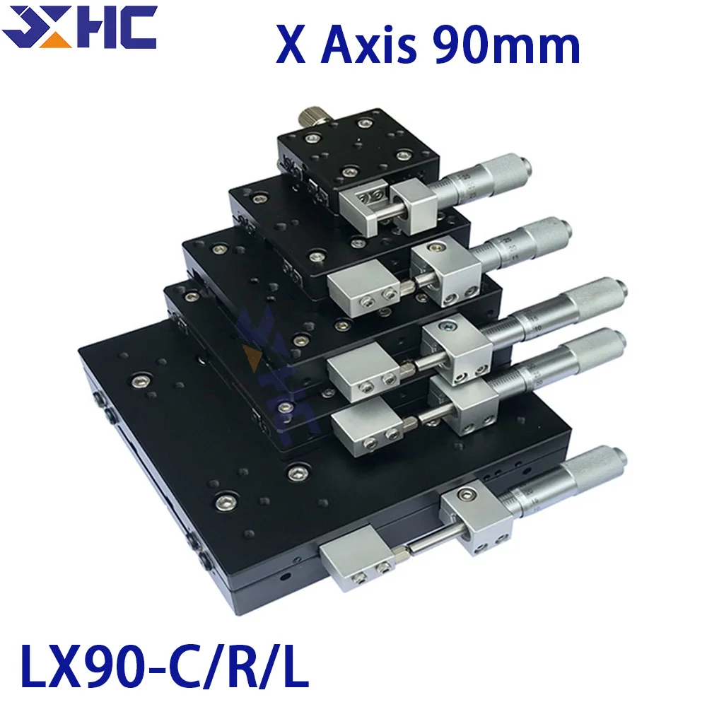 X Axis 90*90mm LX90-C LX90-L LX90-R Trimming Station Manual Displacement Platform Linear Stage Sliding Table Guide Cross Rail