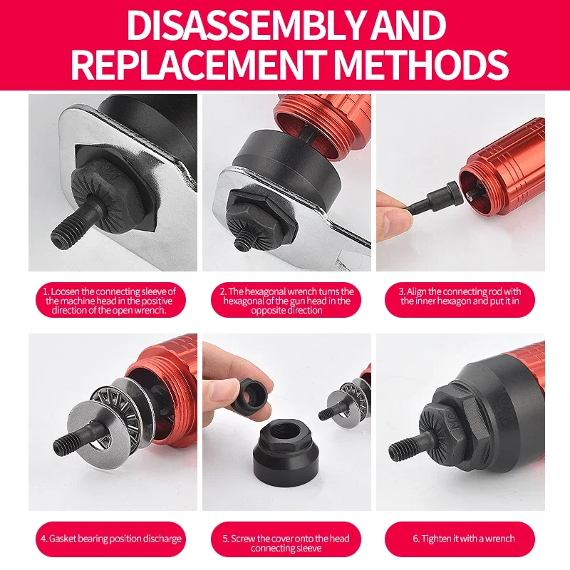 مخلب اليد التلقائي الجوز تمتد الأم بندقية رئيس الكهربائية الهوائية سحب التثبيت الألومنيوم مسدس مسامير #4