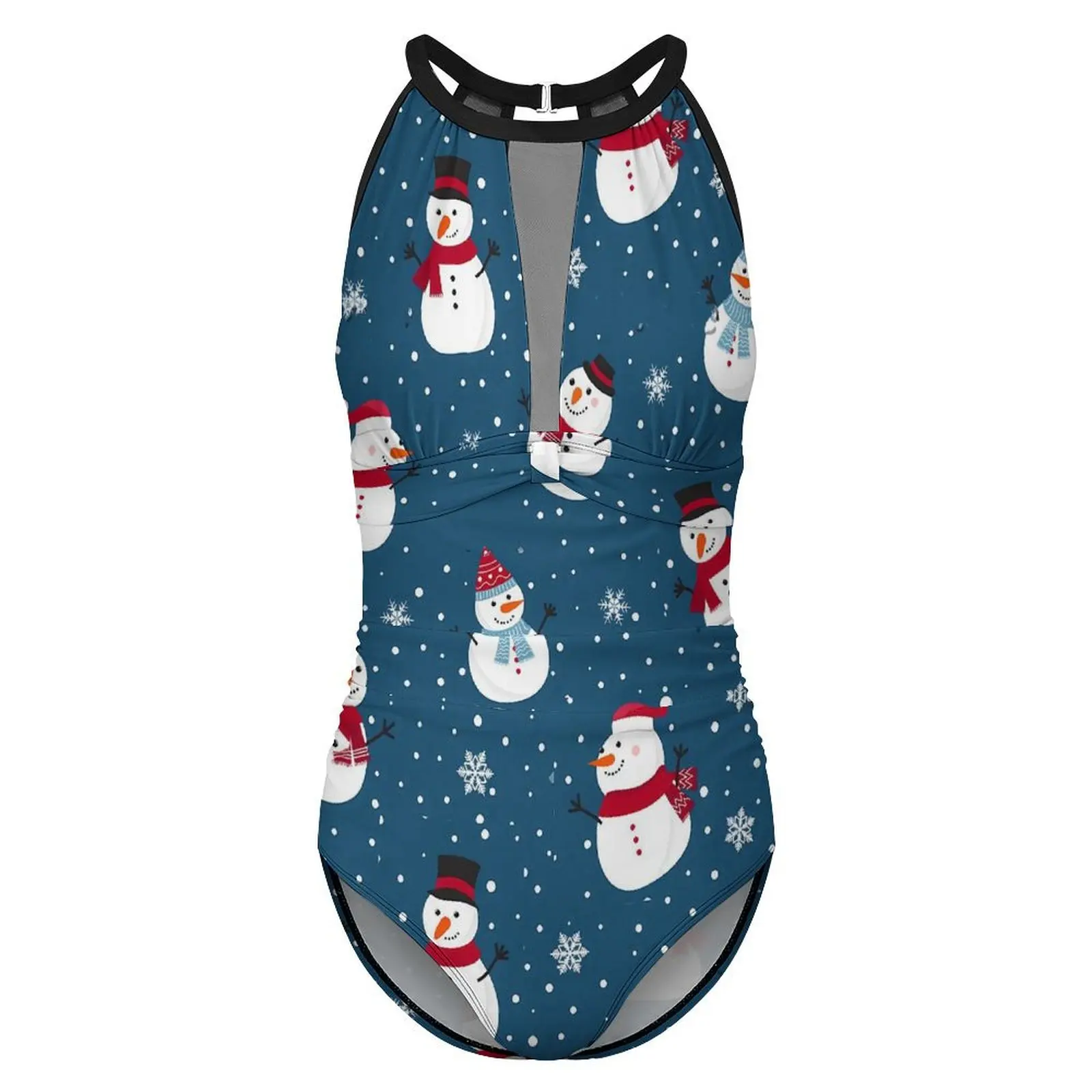 CHRISTMAS Swimsuit WINTER SNOWMAN One-Piece Swimwear Push Up Stylish Monokini Sexy Sport Design Beach Wear