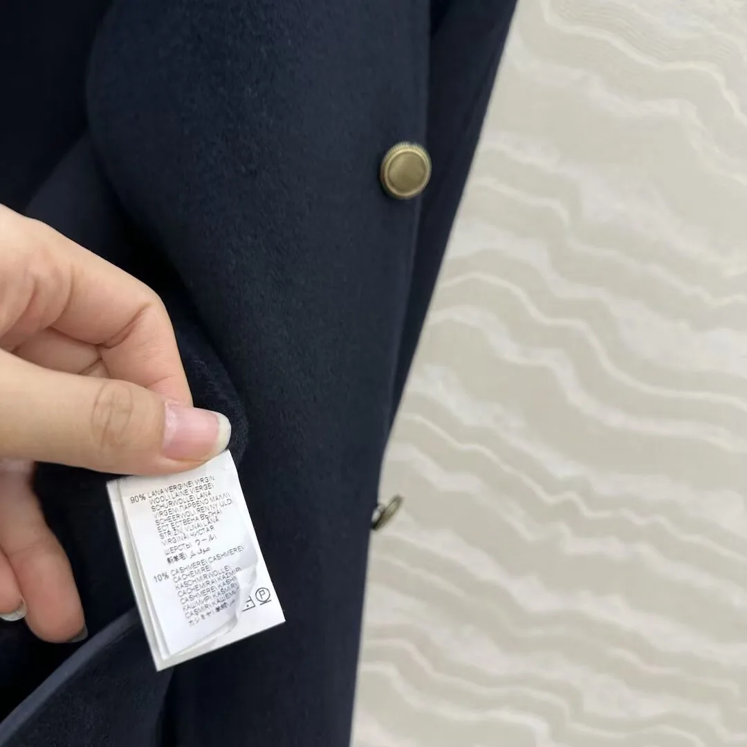 2025 New Winter Cashmere Wool Woolen Overcoat Women Turtleneck Double Breasted Loose A-line Long Sleeve Elegant Fashion Coat