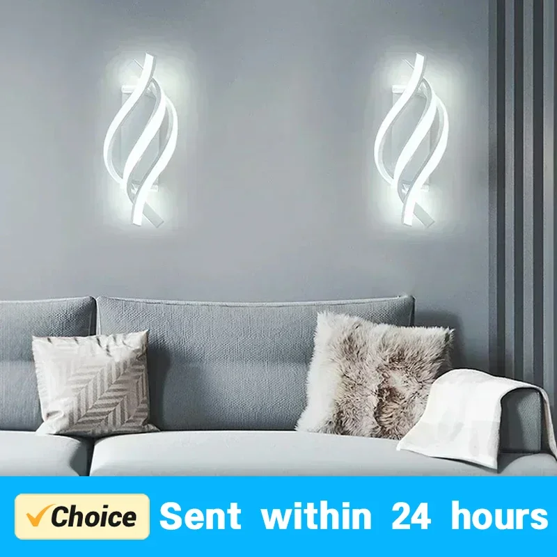 

Modern LED Wall Light Curved Design Spiral Wall Lamp for Living Room Bedroom Bedside Aisle Home Decor Indoor Sconce Lighting