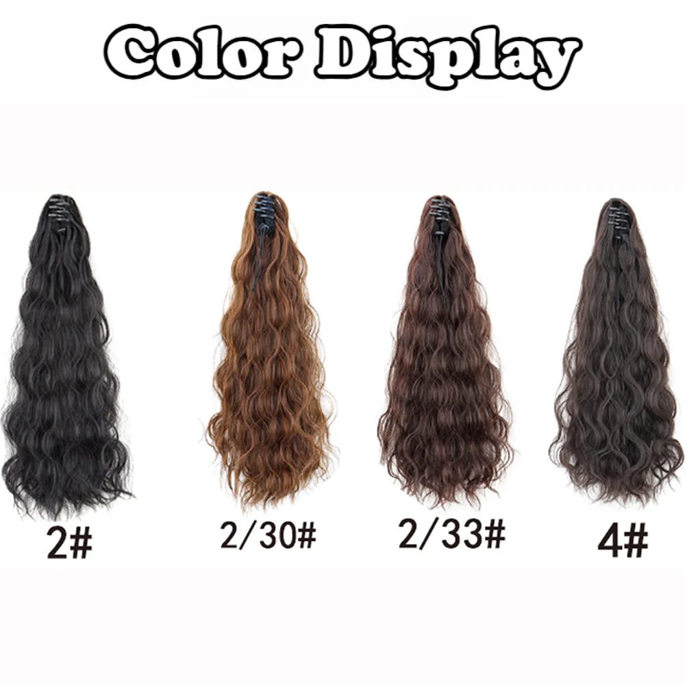 24 Inch Synthetic Water Wave Claw Clip Ponytail Hair Extensions, Daily Versatile Ponytail Hairpiece for Women