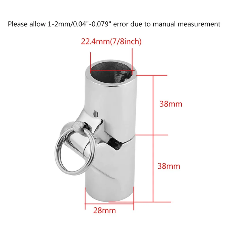 Raccord de Main Courante de Bateau, Connecteur de Tuyau, Tube d'Accouplement à Percussion Pliable pour 7/8 Pouces (22mm)