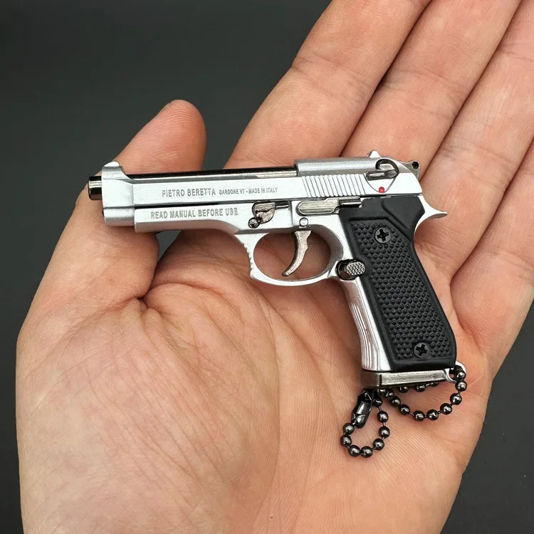 Detachable 1:3 92f Alloy Pistol Model Keychain Portable Toy Gun Fake Gun Decoration Military Fan Collection Gift for Boys Adults