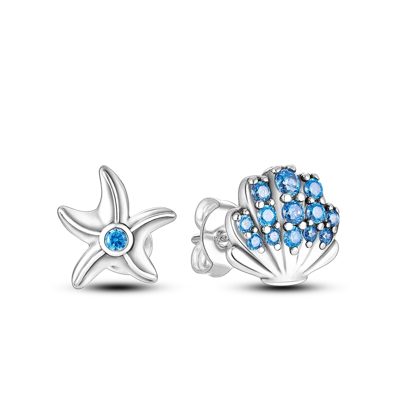 2024 NEW 925 Silver Ear Jewelry Marine Elements Design Dangle Stud Earrings Trendy Female Luxury Fine Engagement Wedding Earring